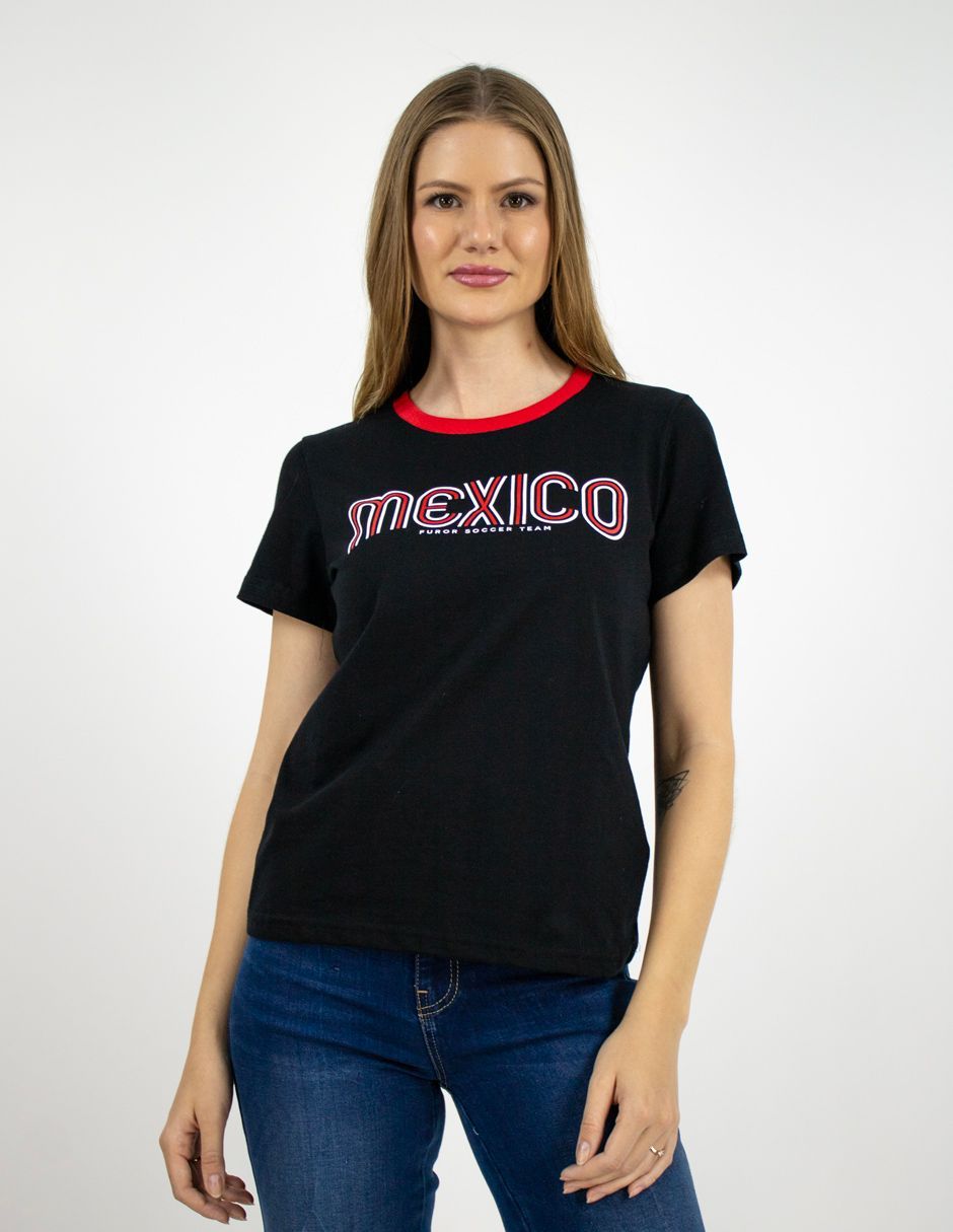 EXCLUSIVO BOUTIQUES MEX86NEGRO Playera Furor Chifón Blanco Con Estampado