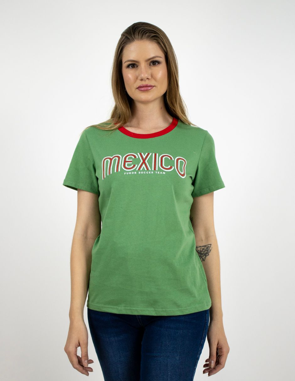 EXCLUSIVO BOUTIQUES MEX86VERDE Playera Furor Chifón Verde Con Estampado