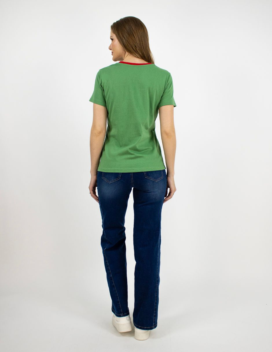 EXCLUSIVO BOUTIQUES MEX86VERDE Playera Furor Chifón Verde Con Estampado