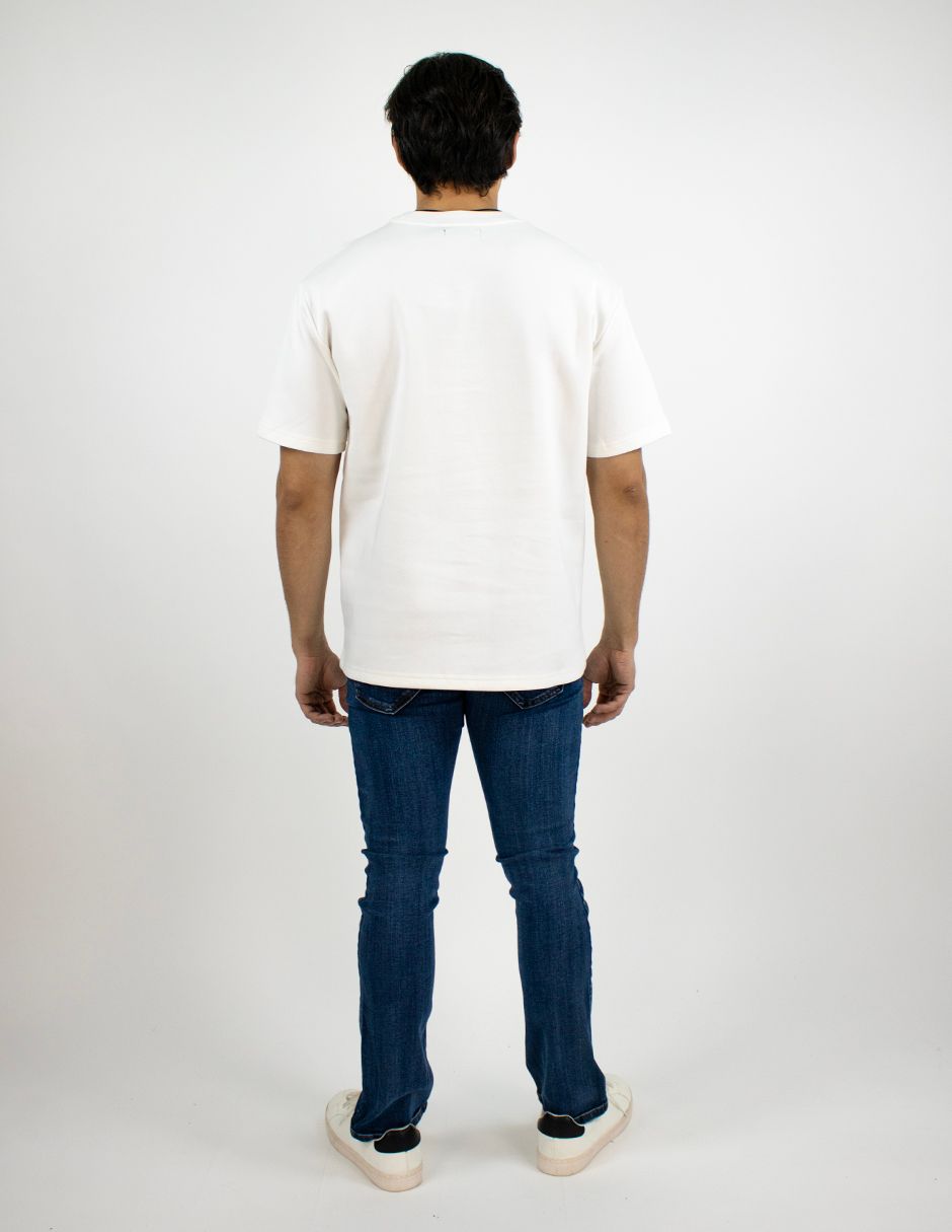 EXCLUSIVO BOUTIQUES T10404860 Playera Furor Manga Corta Oversize Stretch Off White México