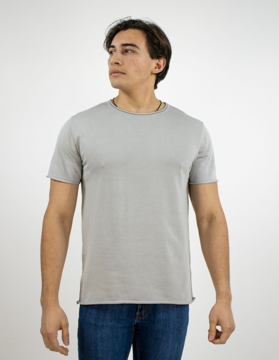 EXCLUSIVO BOUTIQUES T10404867  Playera FurorManga Corta Tejido de Punto Gris