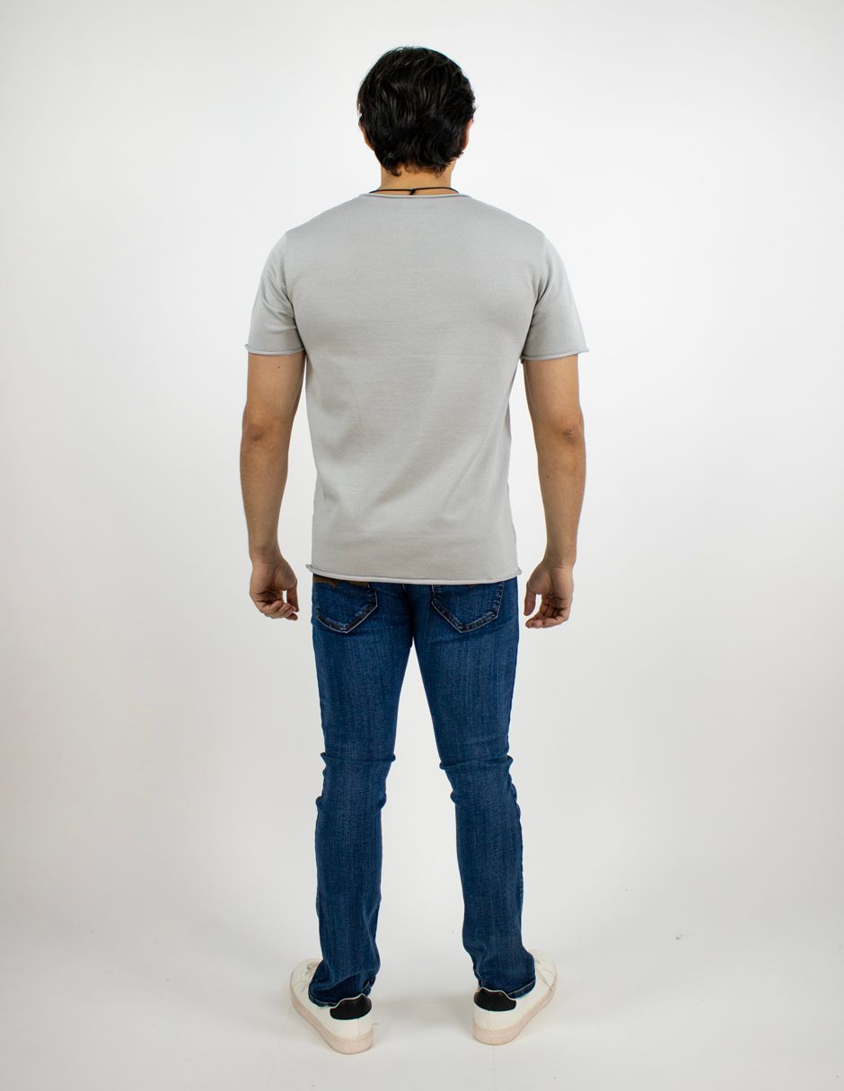 EXCLUSIVO BOUTIQUES T10404867  Playera FurorManga Corta Tejido de Punto Gris