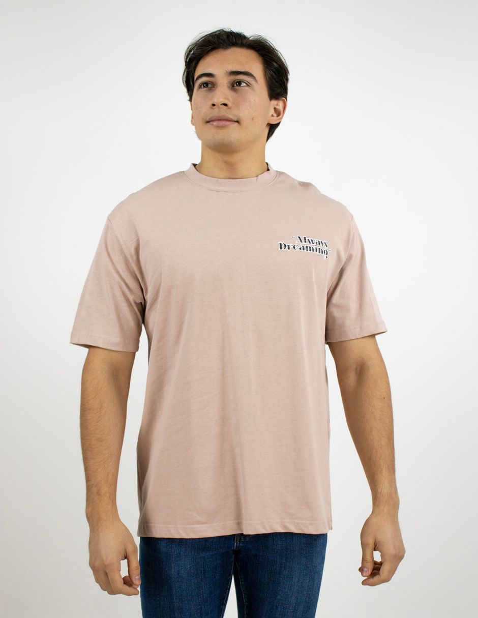 EXCLUSIVO BOUTIQUES T10404885 Playera Furor Manga Corta Oversize Algodón Champaña