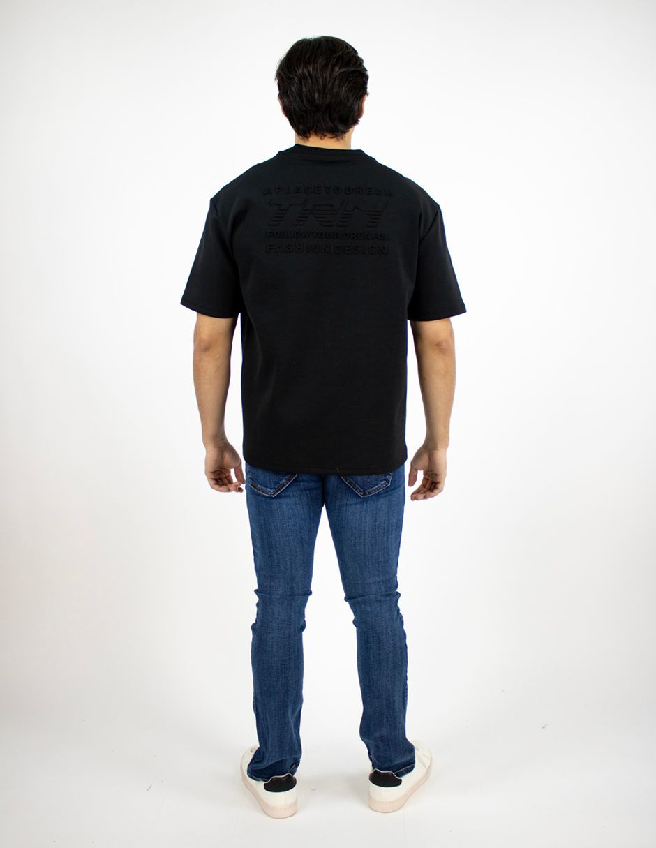 EXCLUSIVO BOUTIQUES T10404886 Playera Furor Manga Corta Oversize Stretch Negro