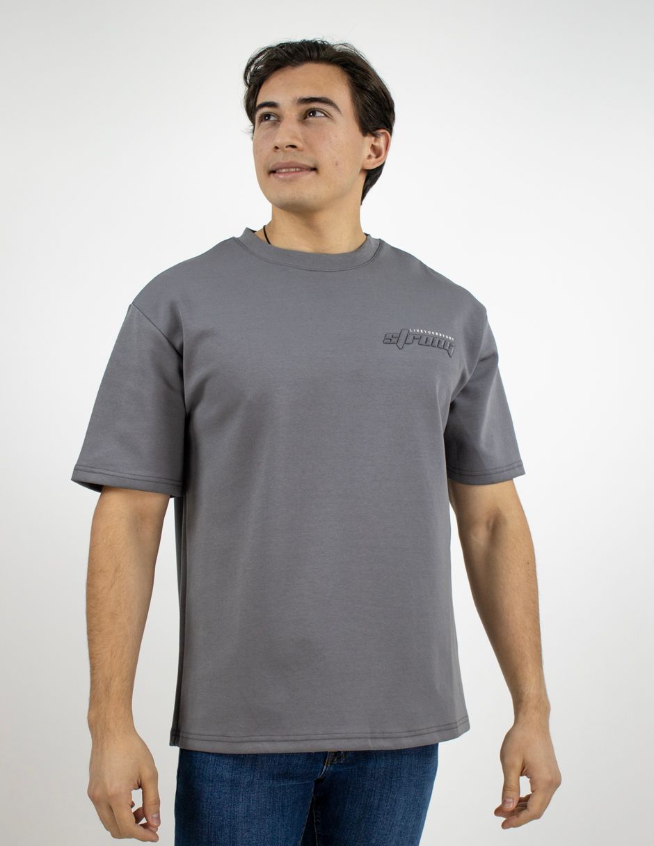 EXCLUSIVO BOUTIQUES T10404887 Playera Furor Manga Corta Oversize Stretch Acero