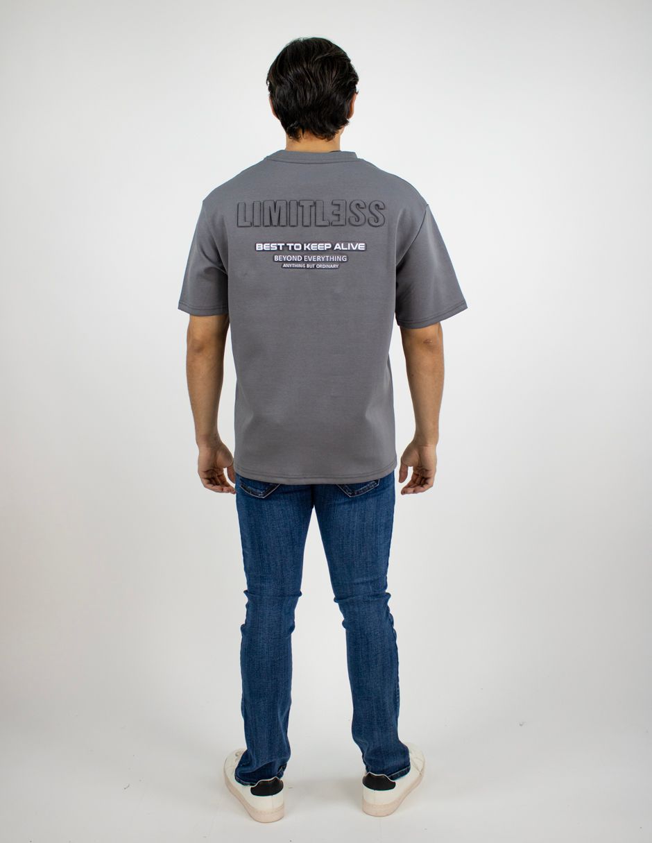 EXCLUSIVO BOUTIQUES T10404887 Playera Furor Manga Corta Oversize Stretch Acero