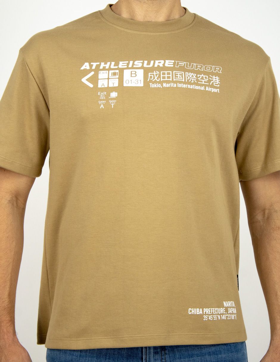 EXCLUSIVO SUBURBIA TRAVEL0202KHAKI Playera Furor Manga Corta Chifón Khaki