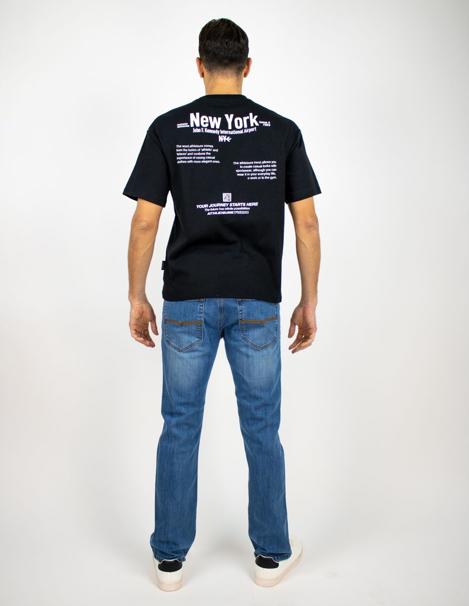 EXCLUSIVO SUBURBIA TRAVEL0203NEGRO Playera Furor Manga Corta Chifón Negro