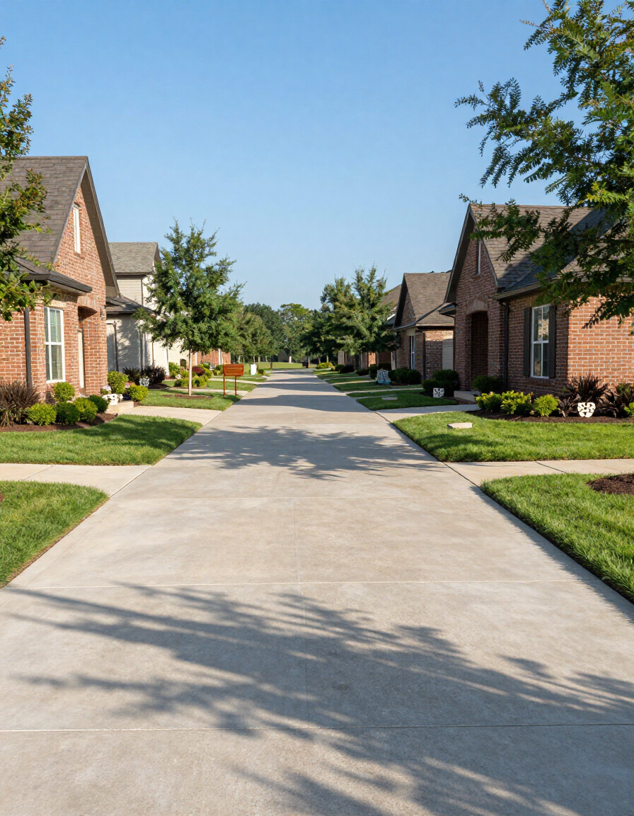 Sugar Land residential concrete driveway in a master-planned community