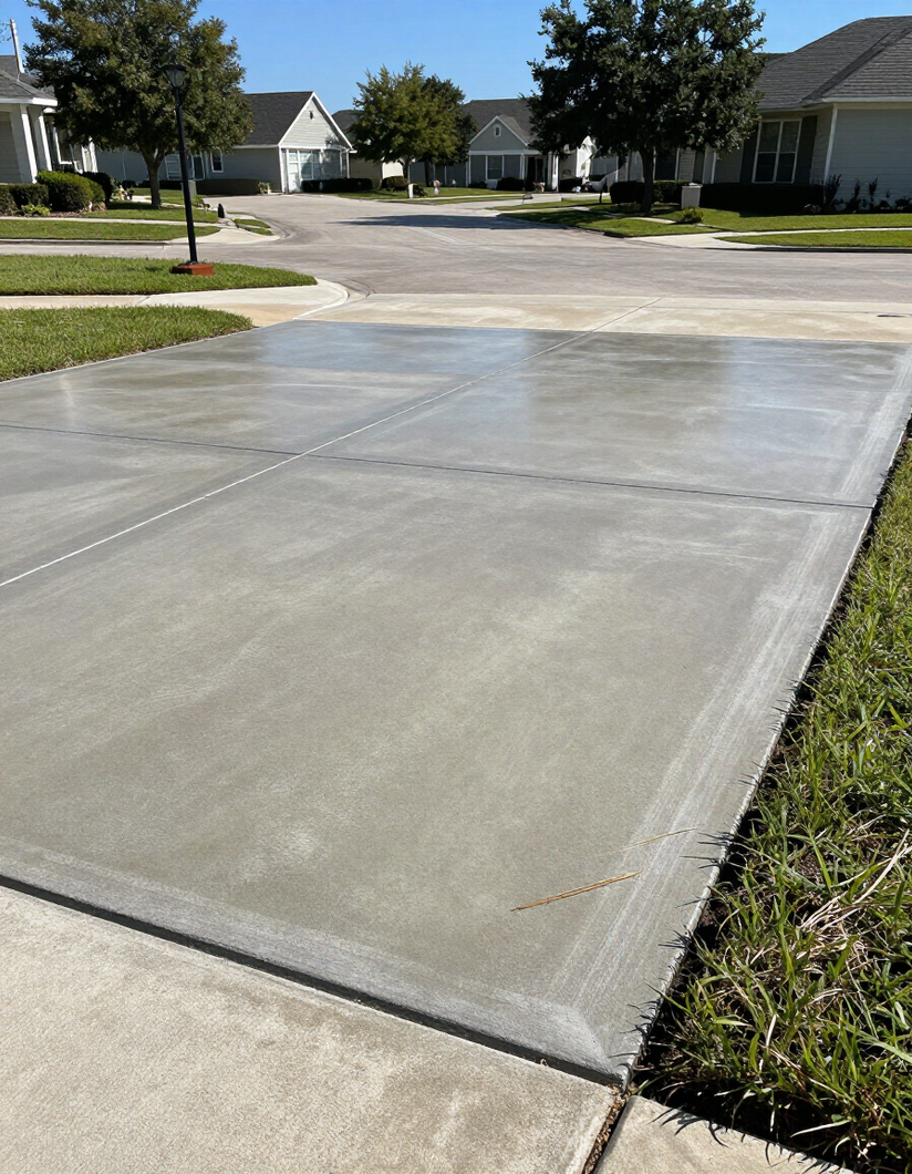 Newly poured concrete driveway in Bellaire, TX