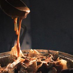cheese dripping on nachos