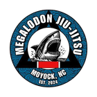 Megalodon Jiu-Jitsu logo with shark, blue circular border, and text "Moyock, NC EST. 2024"