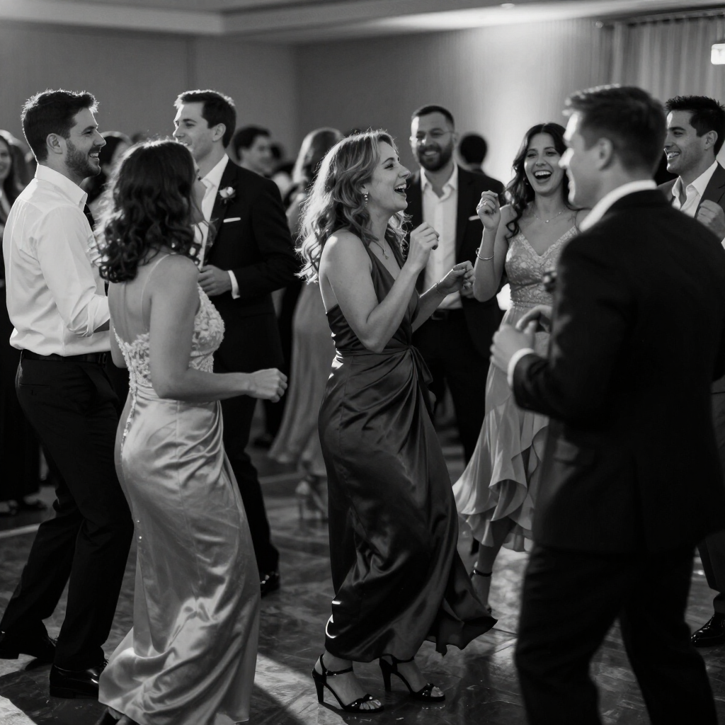 Reception dance floor energy captured in a documentary style