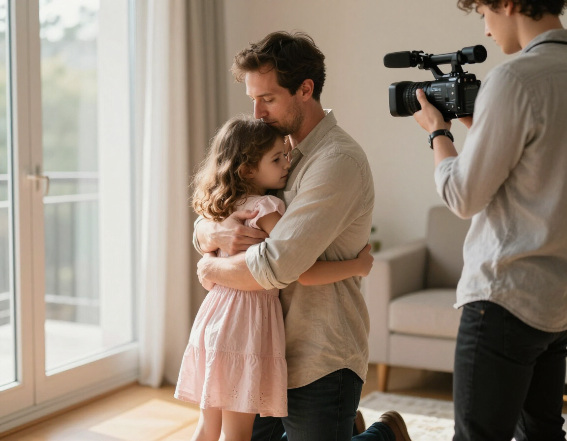 Travis filming a family session moment