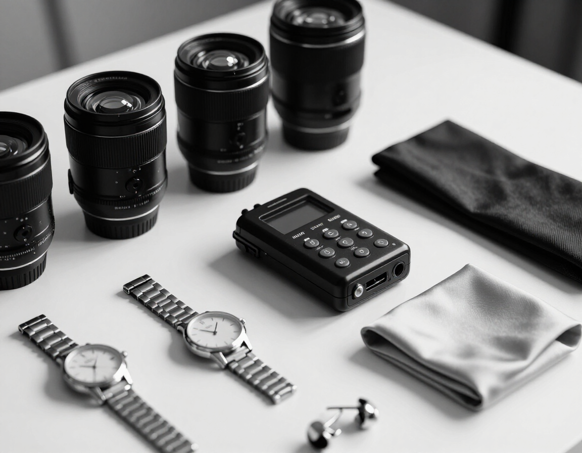 Travis's wedding day gear arranged for a session