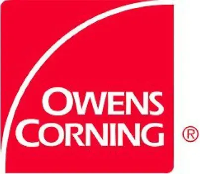 The logo for owens corning is red and white