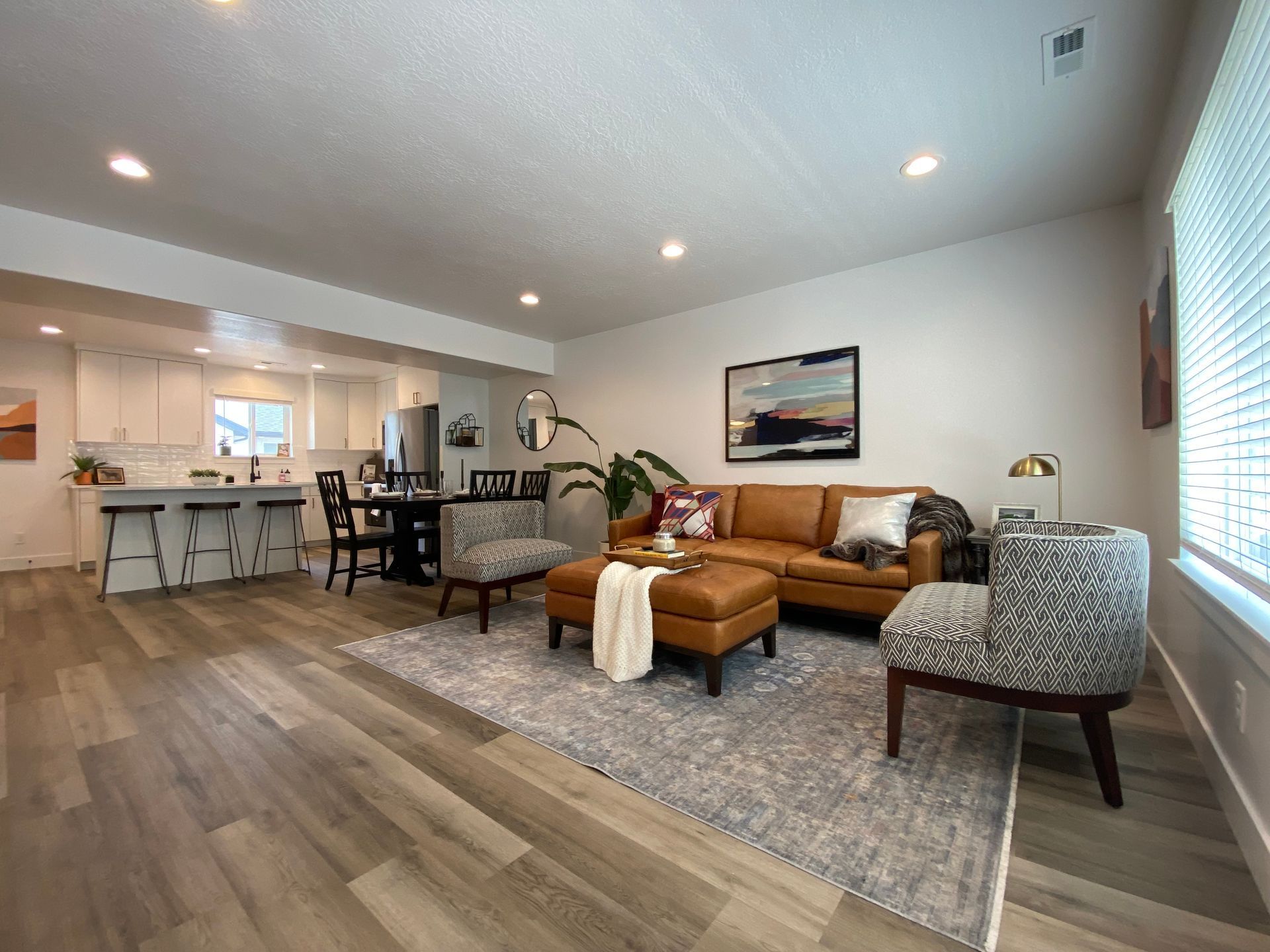 Spacious living area with natural light in South Ogden townhome for rent Madison Towns on 40th