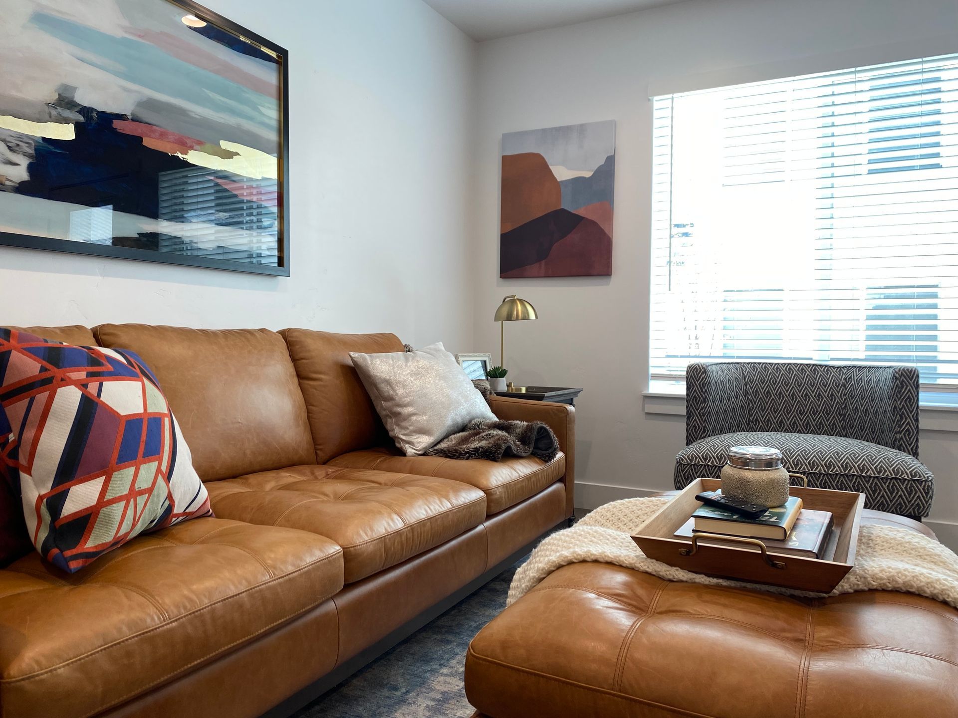Spacious natural light living room in townhome for rent Madison Towns on 40th