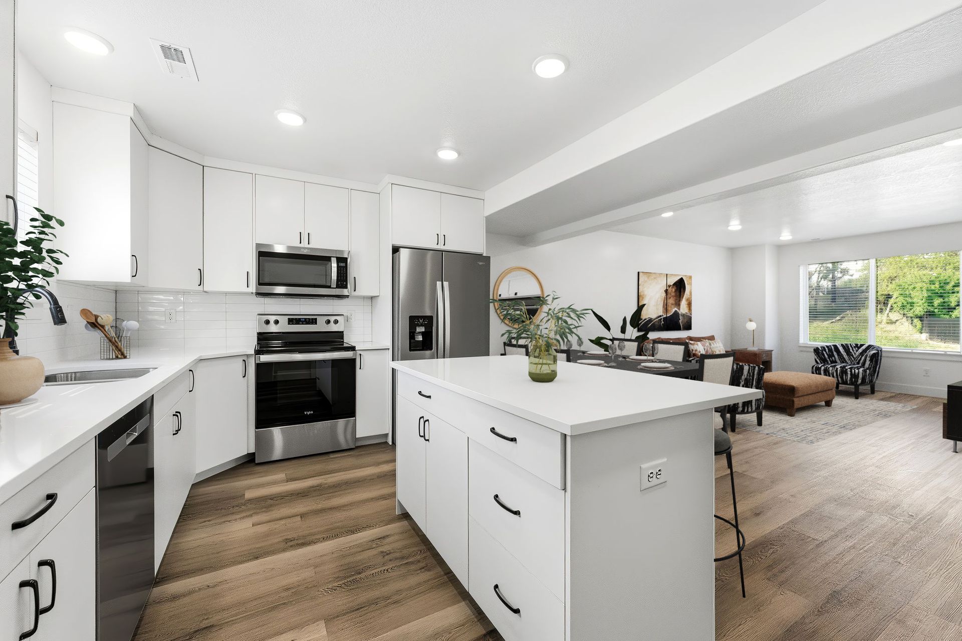 Large kitchen with island in townhome for rent South Ogden UT Madison Towns on 40th