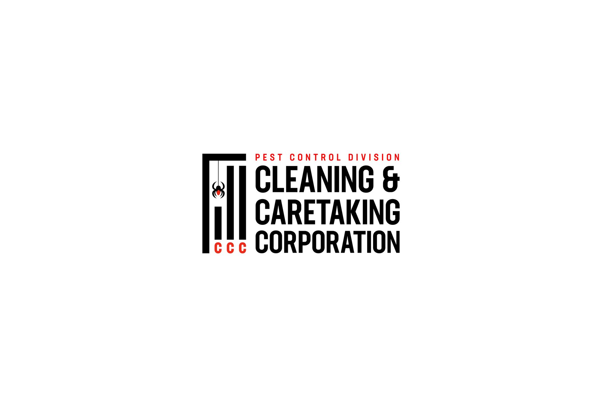 Logo for Cleaning & Caretaking Corporation with black and red text on a white background