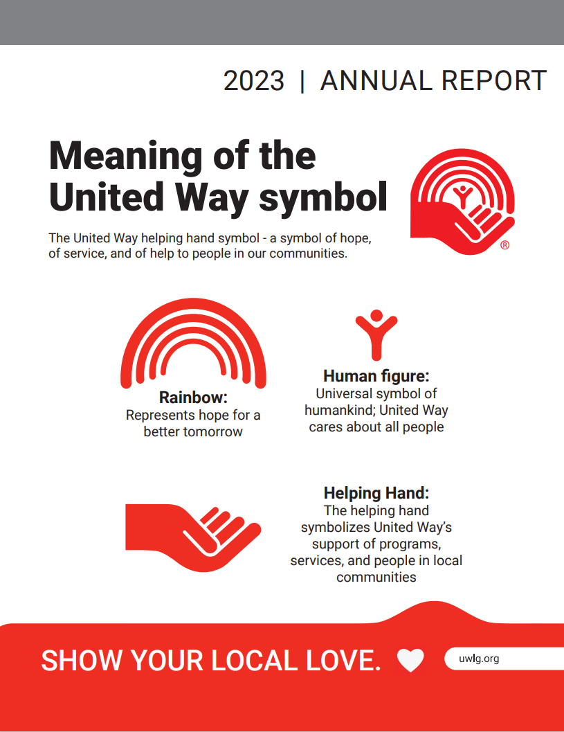 The annual report for the united way shows the meaning of the united way symbol.