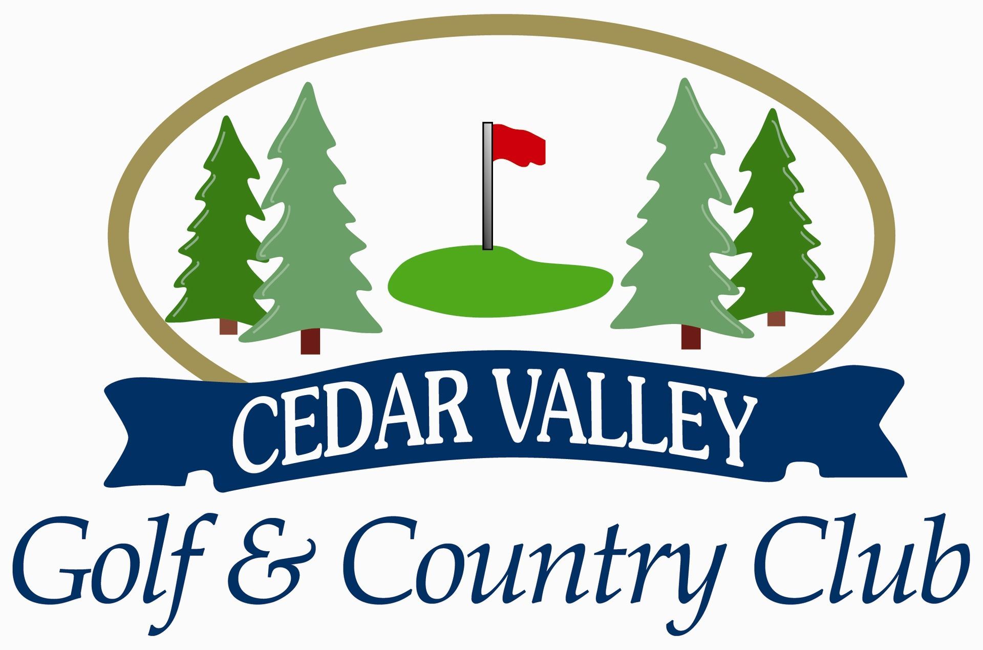 The logo for the cedar valley golf and country club
