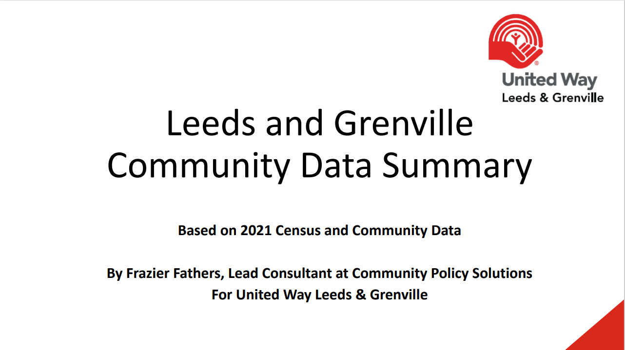 United way leeds and grenville community data summary based on 2021 census and community data