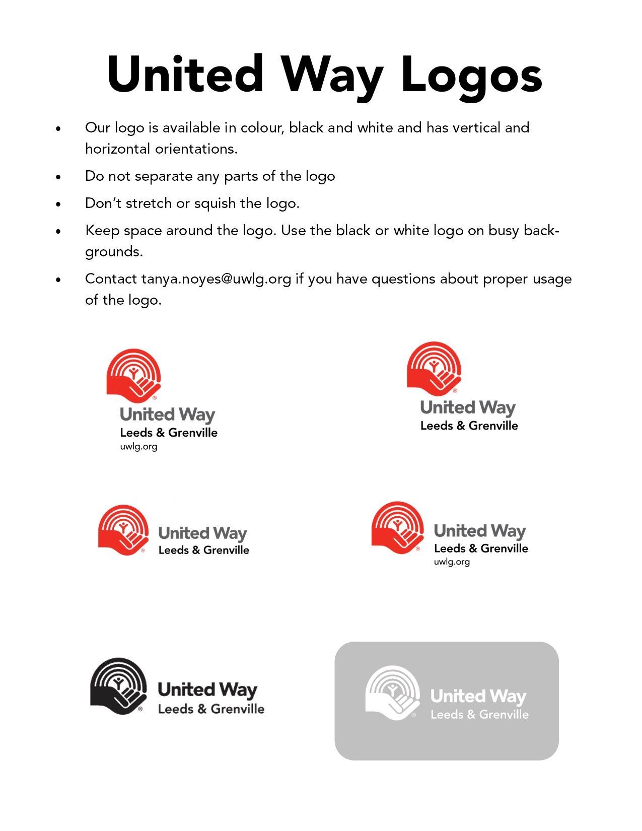 A sheet of paper with united way logos on it.