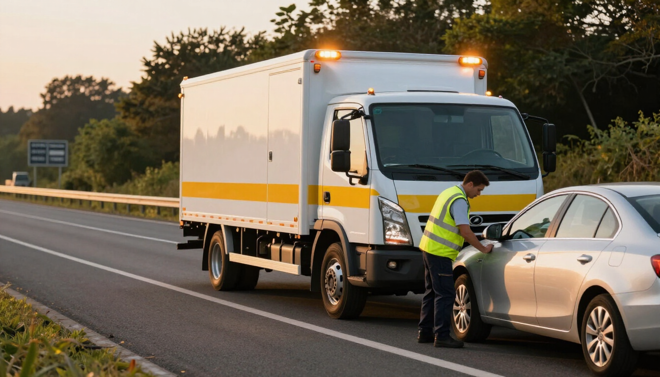 295 RoadPro roadside assistance truck providing help on a South Jersey highway.
