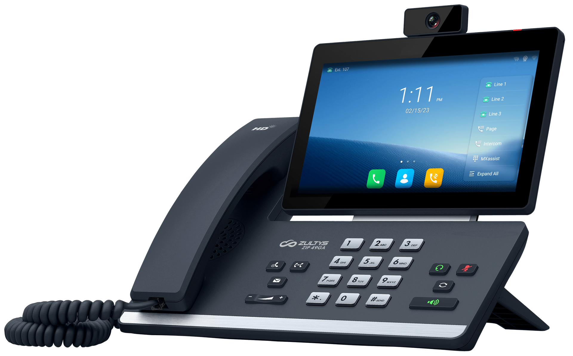 A telephone with a tablet on top of it.