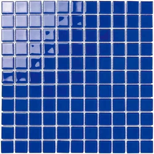 Blue mosaic tile pattern, varying shades from light to dark.