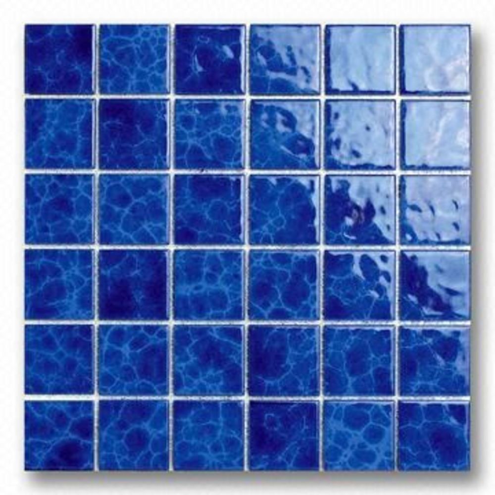 Blue square mosaic tile with water-like surface, arranged in a 6x6 grid.