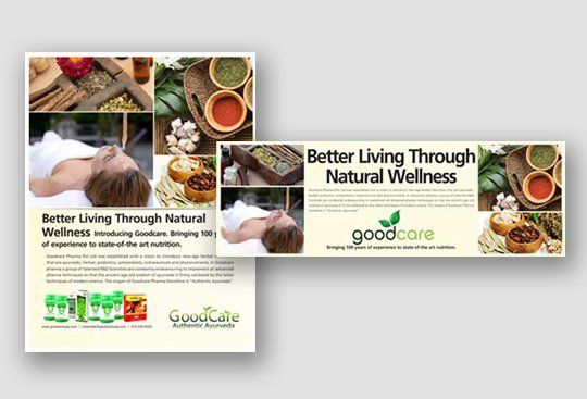 Trade ad design and writing sample.