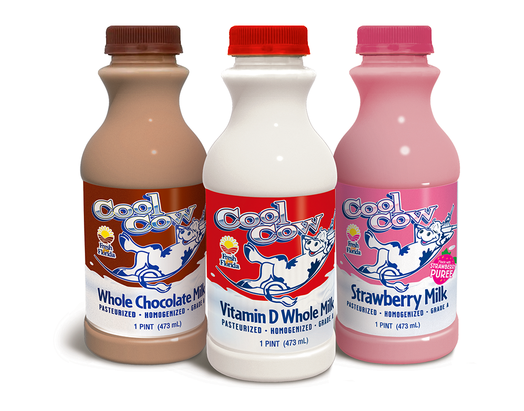 Sample of a bottle label package design for a regional dairy and juice company for schools and retail.