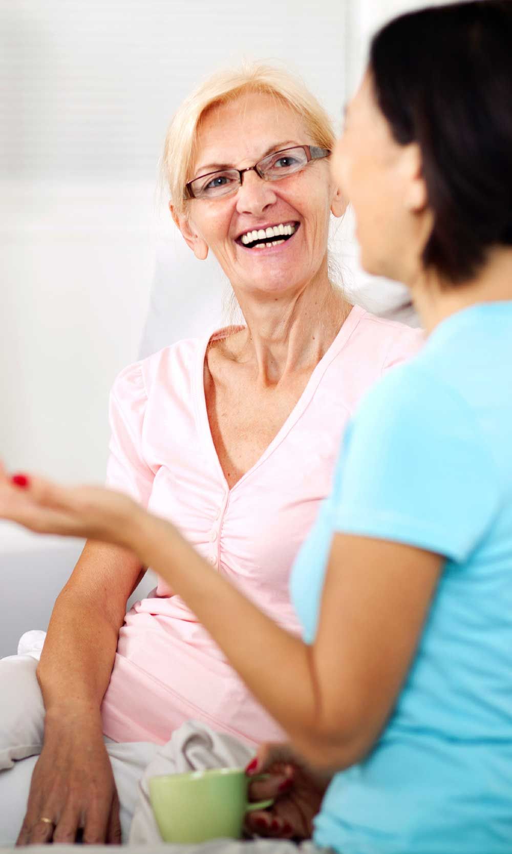 Two women talking