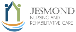 Logo for Jesmond Nursing and Rehabilitative Care featuring a house-shaped icon with two figures and curved lines below.
