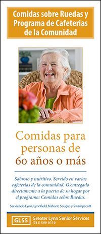Meals on Wheels brochure cover in Spanish