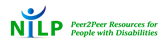 Logo for NILP, featuring a stylized figure in blue and the green text 