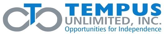 Logo for Tempus Unlimited, Inc. with a gray and blue infinity symbol icon and the company name and slogan in blue and gray.