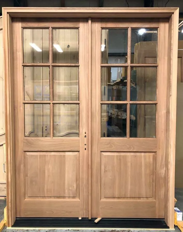 Pair of 6 lite French doors made from sapele mahogany