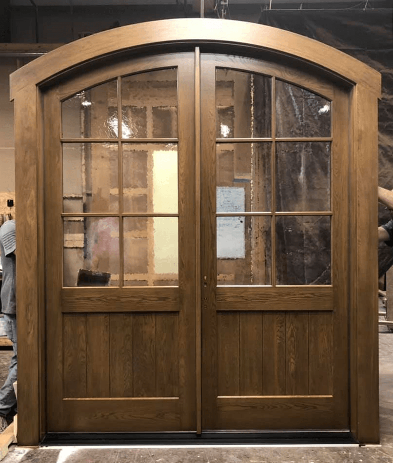 Donley Archtop double entry doors with 6 Lites per door