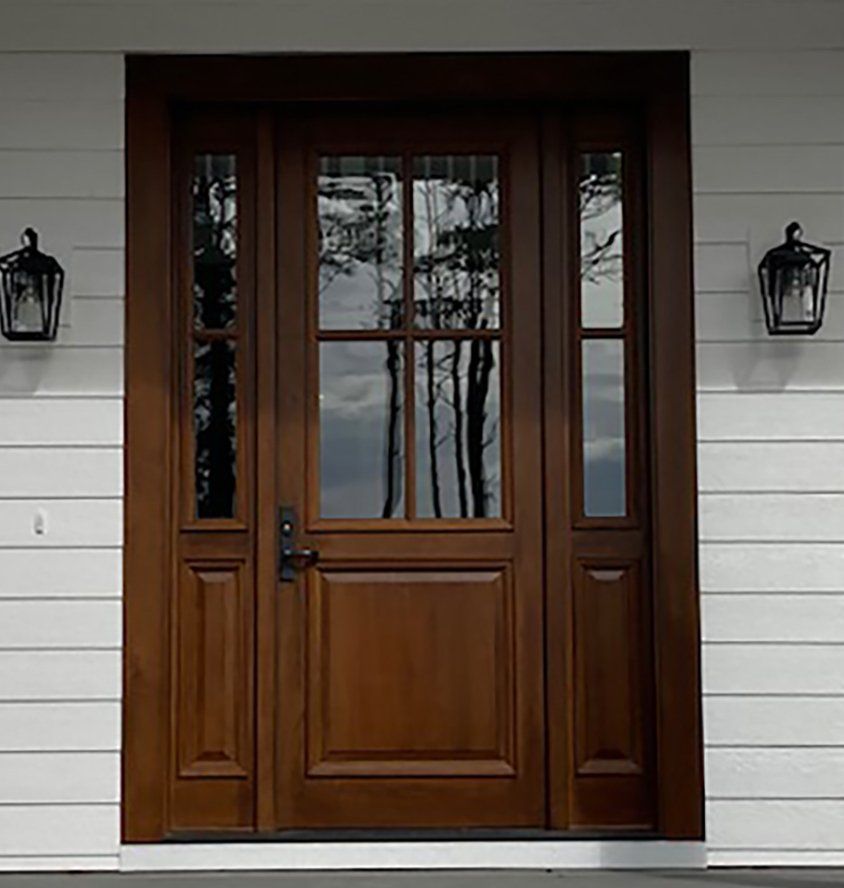 Classic Walnut wood 1/2 lite door and sidelights