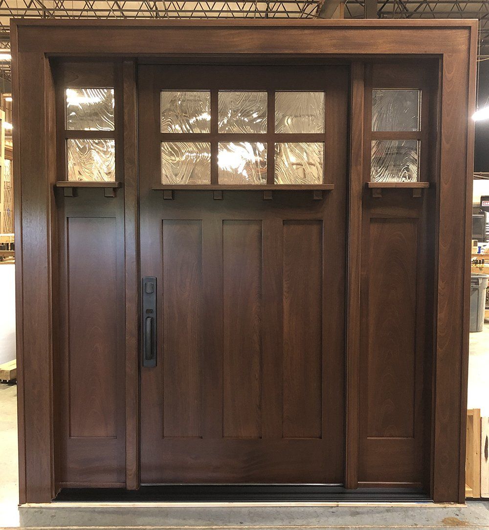 27598 Mahogany door with clear baroque glass and chappo factory finish