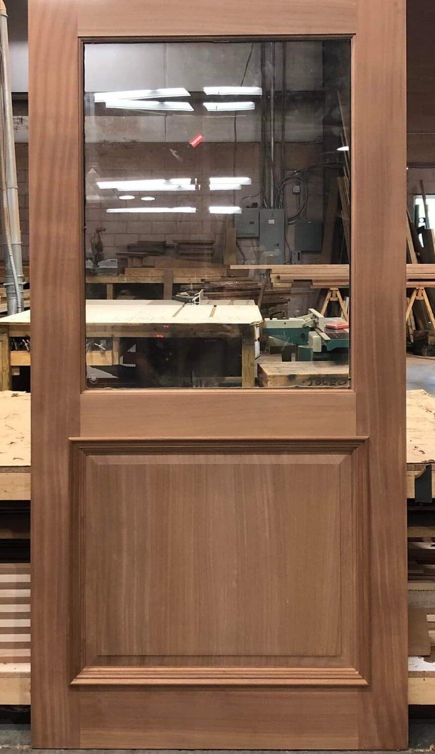 Mahogany 1/2 lite exterior door Clear glass