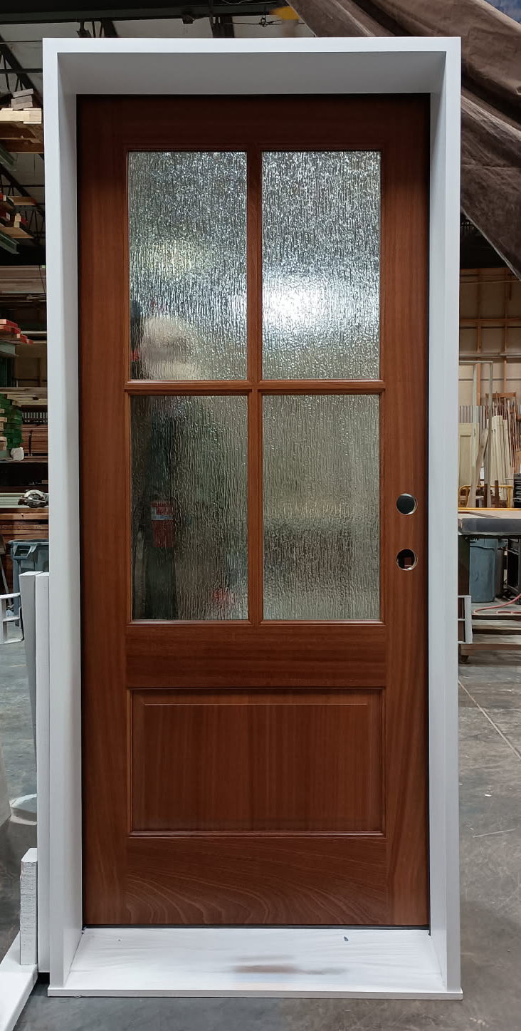 Irvin #2709
Mahogany door finished in Honey, primed frame
Rain glass
Camp Hill, PA