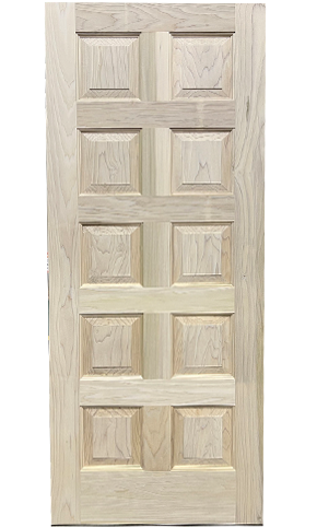 Solid wood interior door with 10 panels