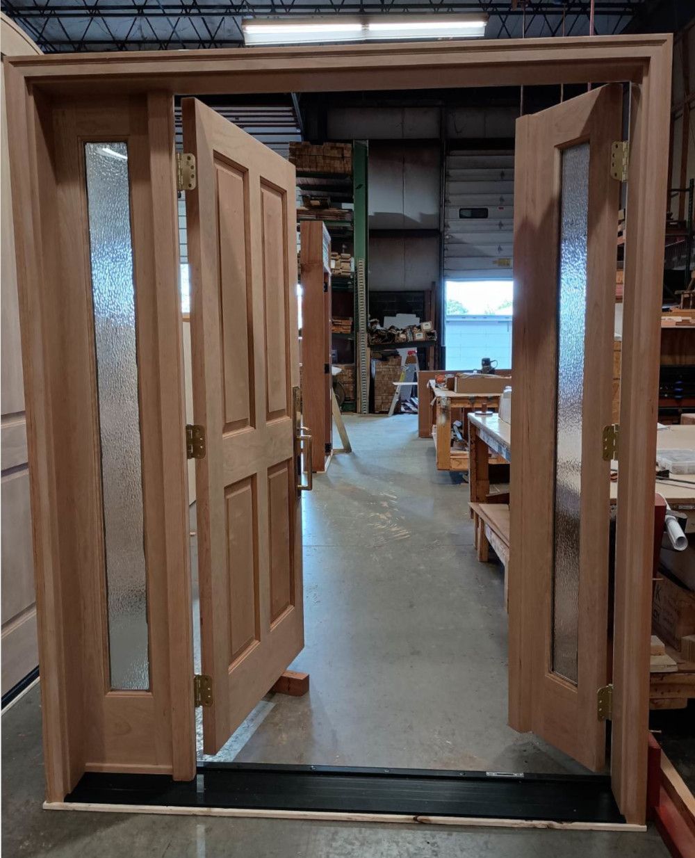 Exterior wood door  with one operable sidelight