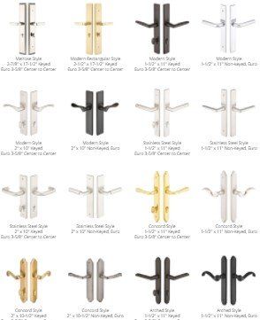 A bunch of different types of door handles are shown