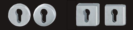 Two different types of key holes on a black background