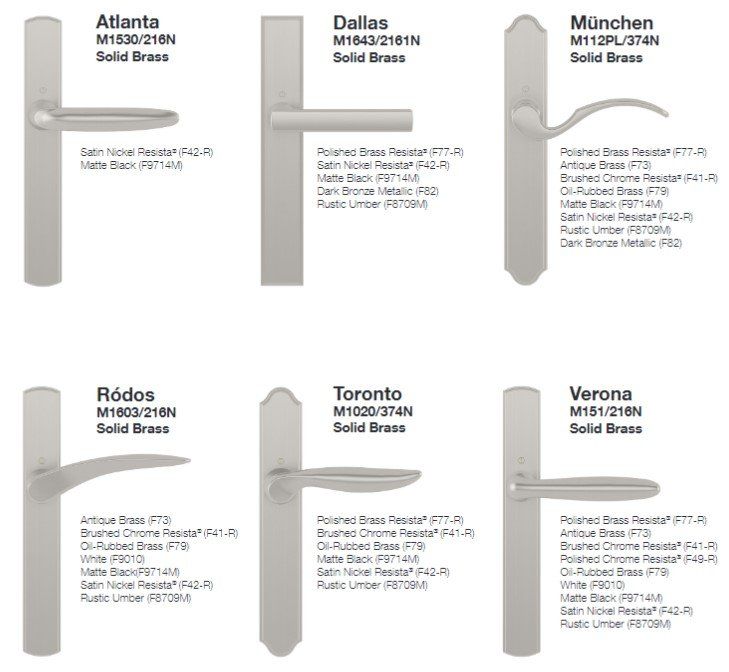 A bunch of different types of door handles on a white background